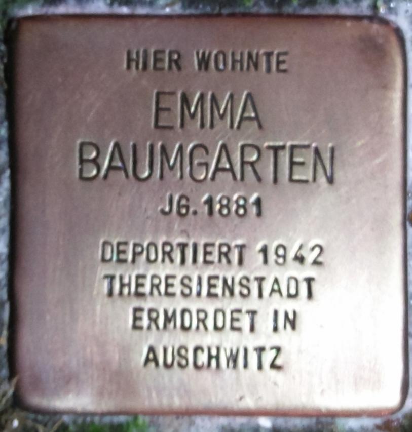 Stolperstein dedicated to Emma Baumgarten